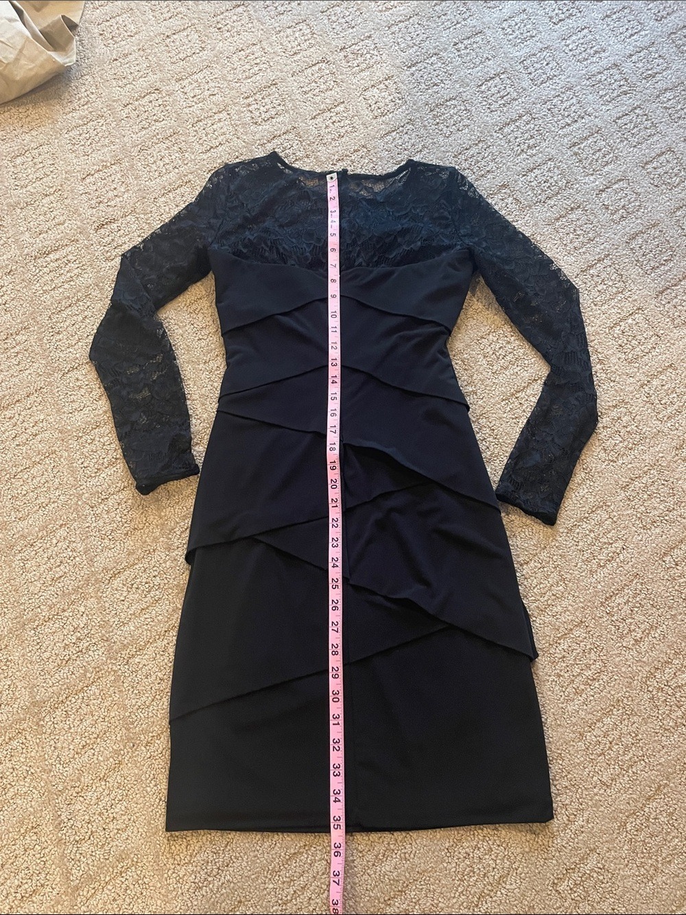 White House Black Market Black Lace Long-Sleeve Layered Dress - Picture 9 of 10
